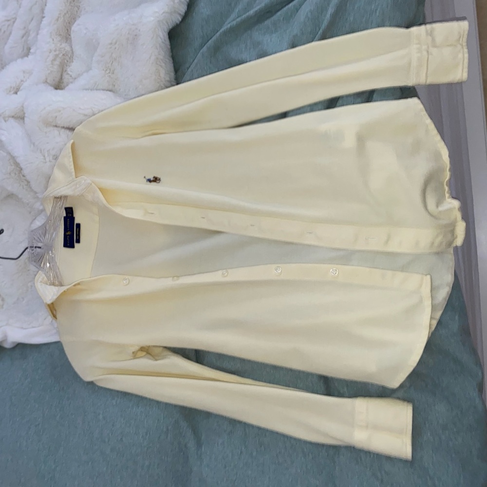 ralph lauren knit oxford yellow button up